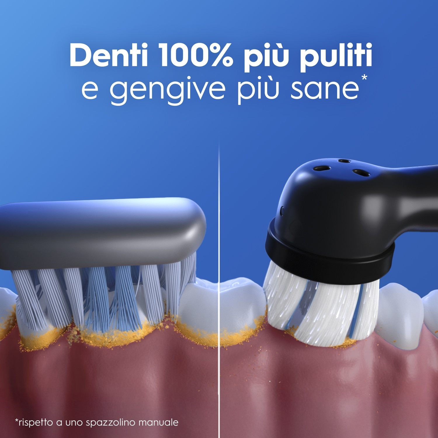 Spazzolino elettrico pulisce denti e gengive dalla placca.