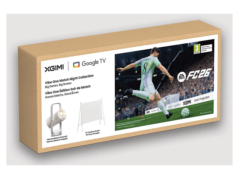XGimi Vibe One (mit Akku) Tragbarer Projektor Match Night Collection, Cloud Ash - Inklusive mobilder Leinwand 70“ — Foto 2 von 5