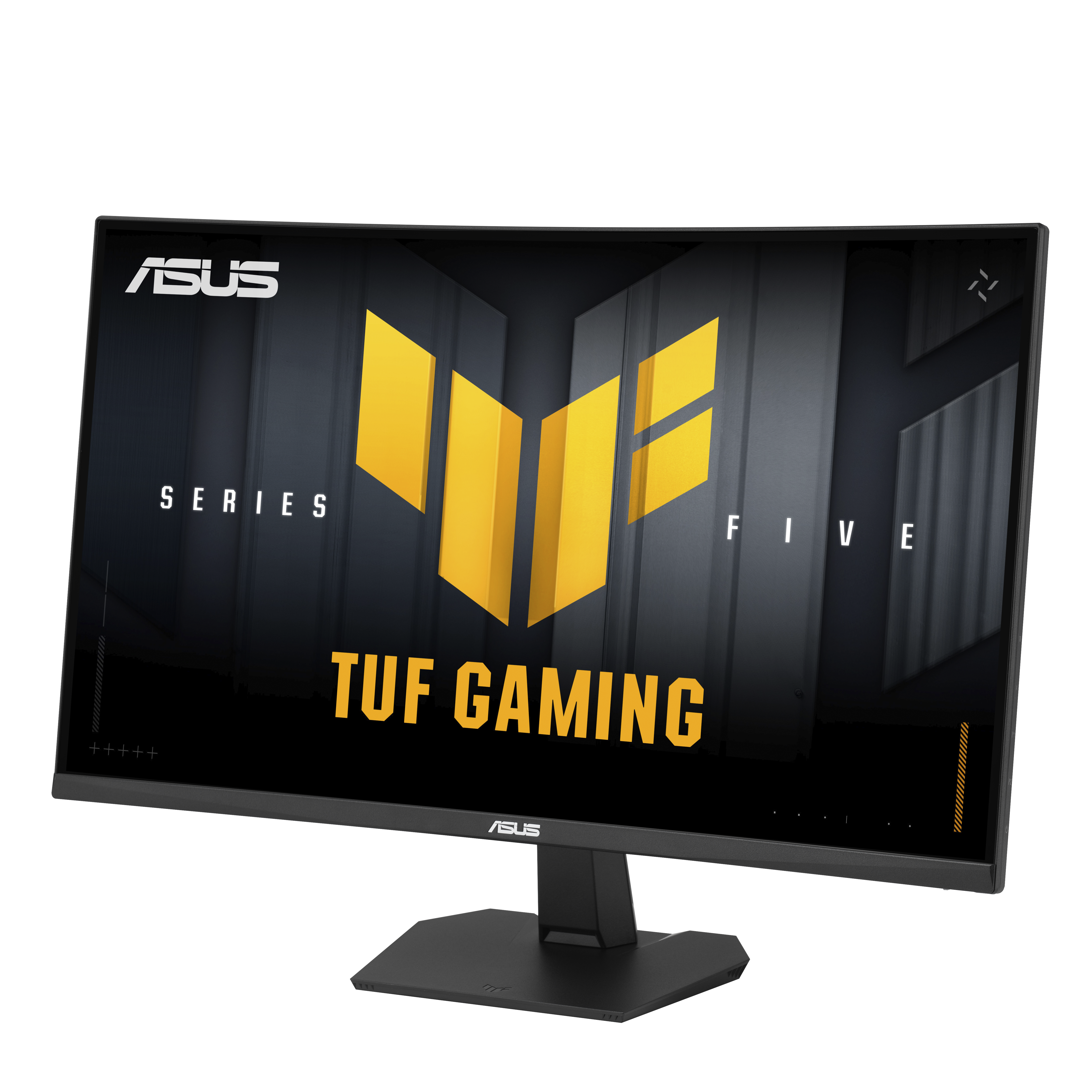 Ein schwarzer Asus Gaming-Monitor mit gelbem Logo und Schriftzug 'TUF GAMING'.