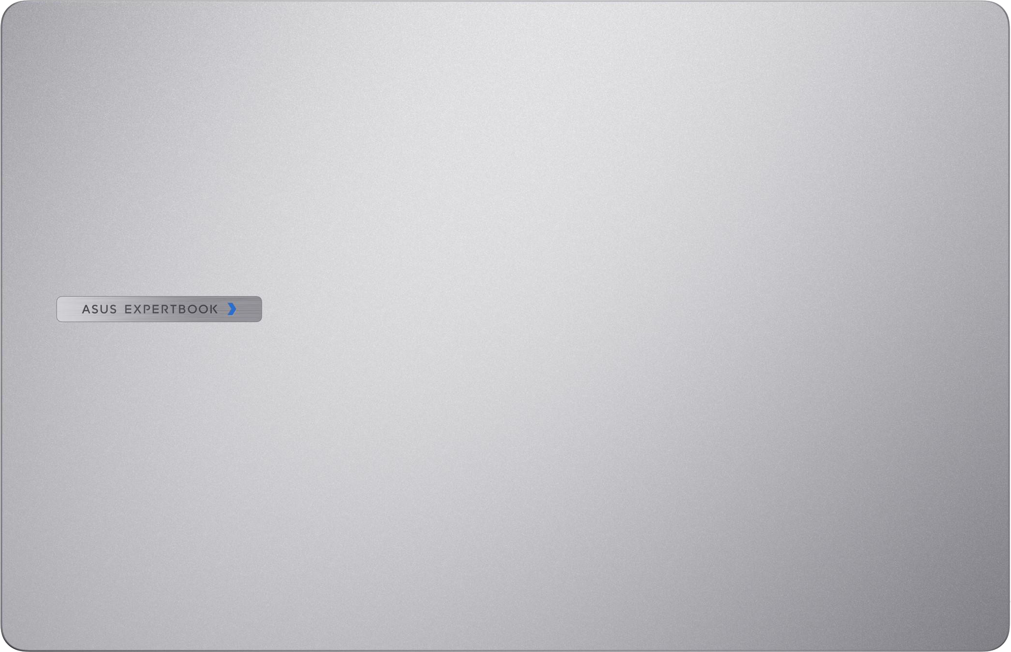Szürke laptop fedél "ASUS EXPERTBOOK" logóval és nyíllal.