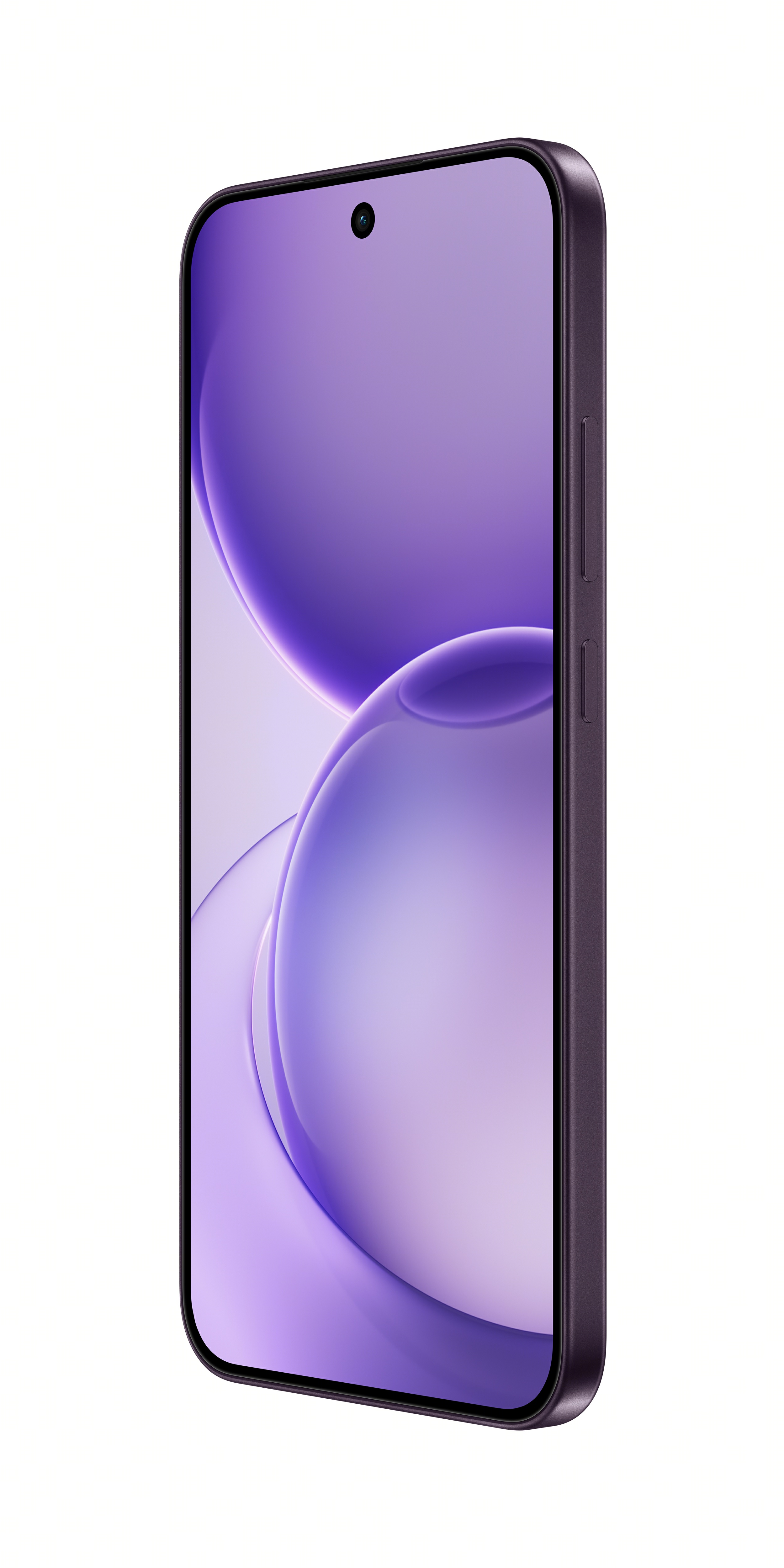 Ekranında dalgalı desen bulunan mor bir akıllı telefon.