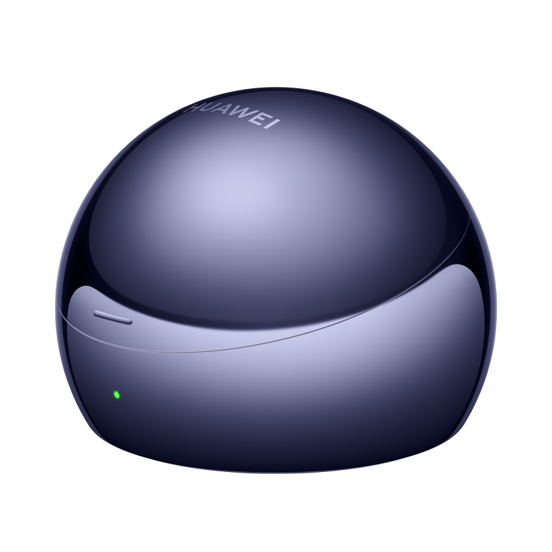 Un estuche Huawei azul brillante con una pequeña luz verde.