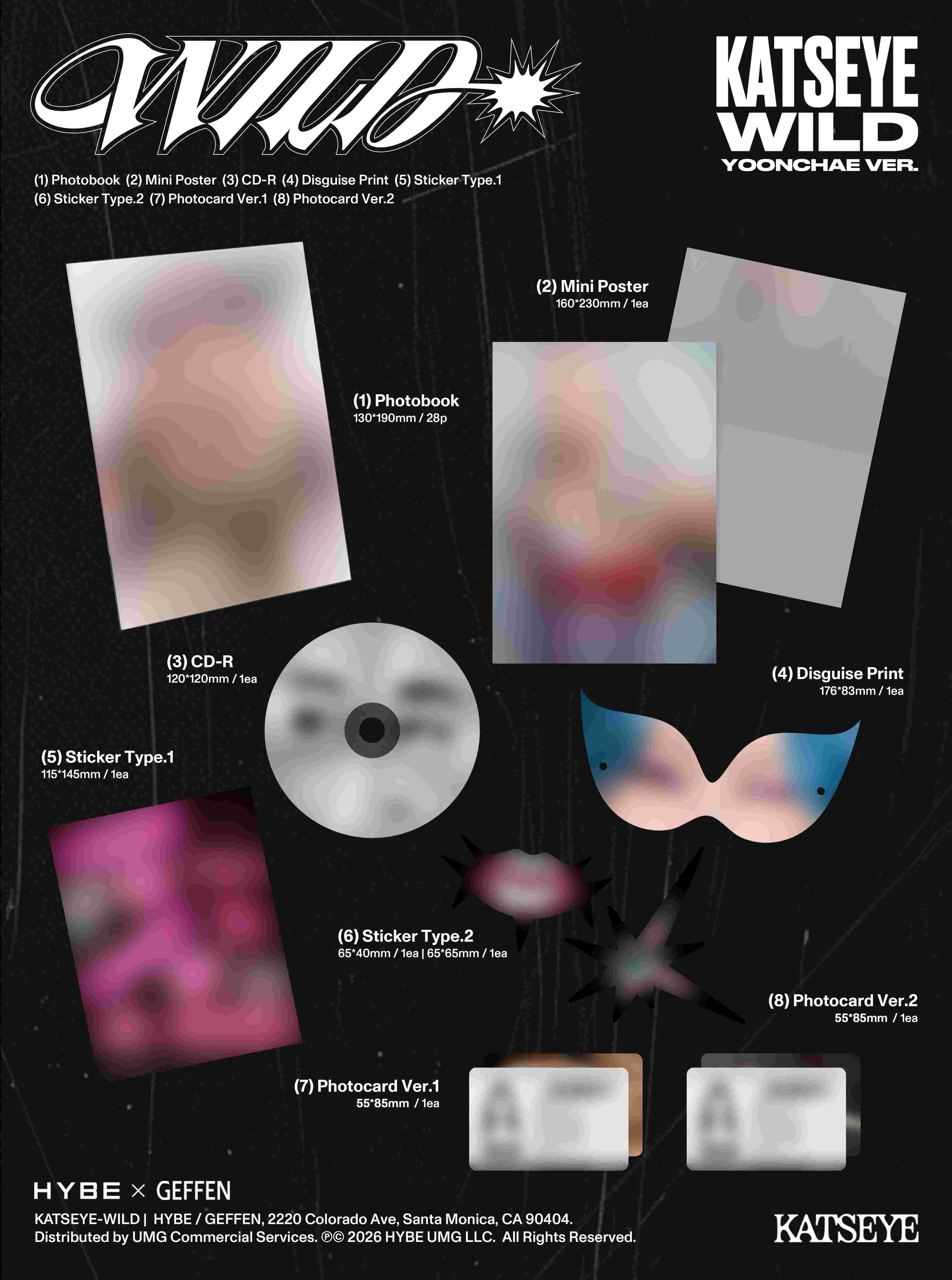 Diverse K-Pop-Albumartikel: Fotobuch, Poster, CD, Aufkleber, Maske, Photocards.