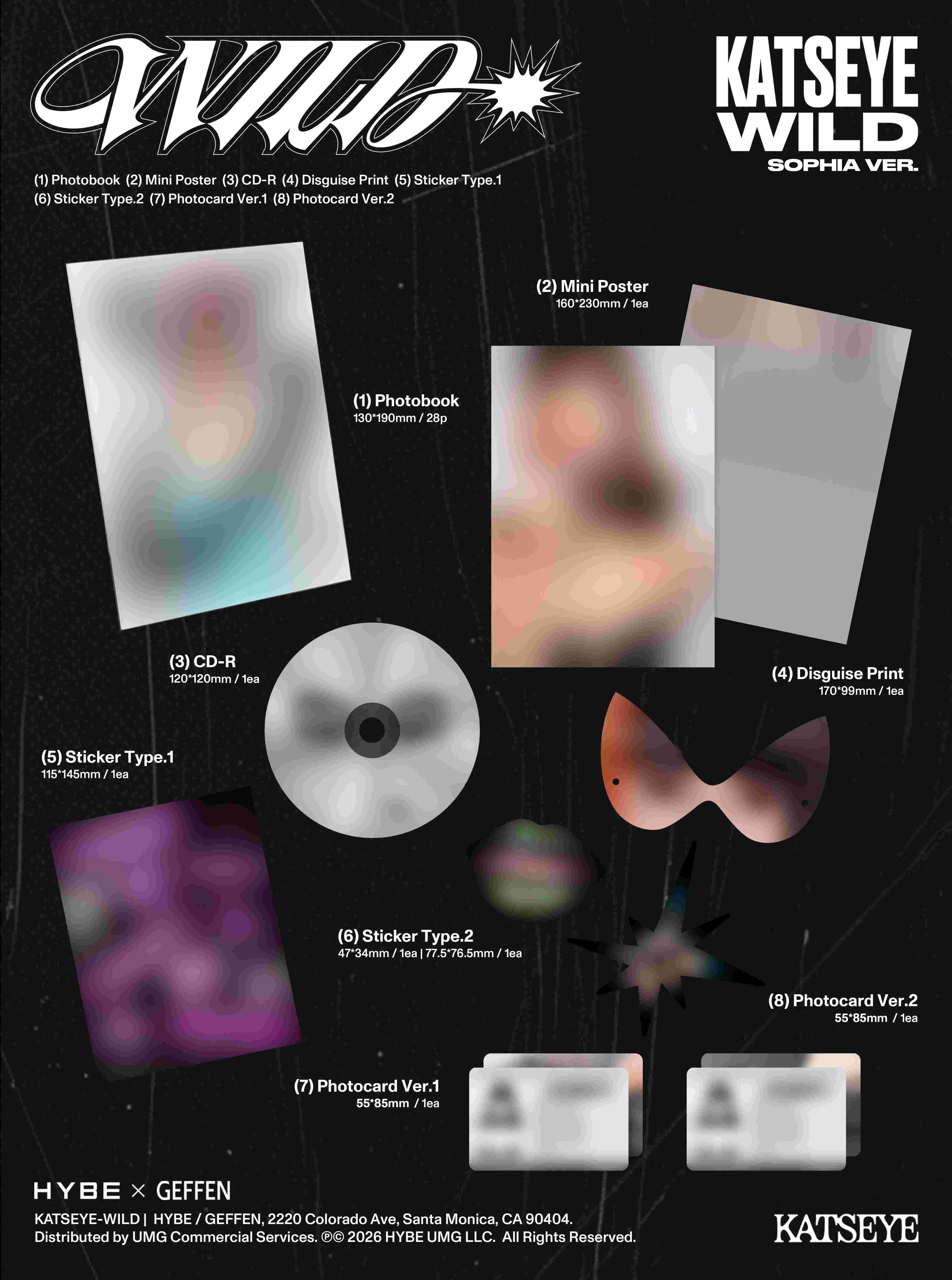 Album-Inhalt mit Fotobuch, Poster, CD, Sticker und Photocards.