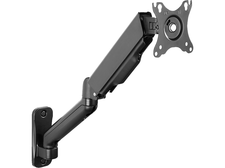 DIGITUS Universelle Monitor-Wandhalterung mit Gasdruckfeder und Schwenkarm, 32", 9 kg max, VESA: 75x75, 100x100, Schwarz; Universelle Monitor-Wandhalterung----Universelle Monitor-Wandhalterung