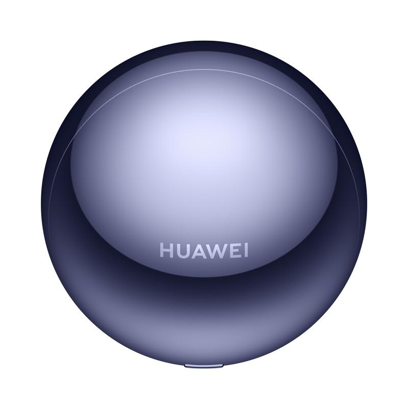 Eine glatte, blaue, kugelförmige Hülle mit dem Huawei-Logo in der Mitte.