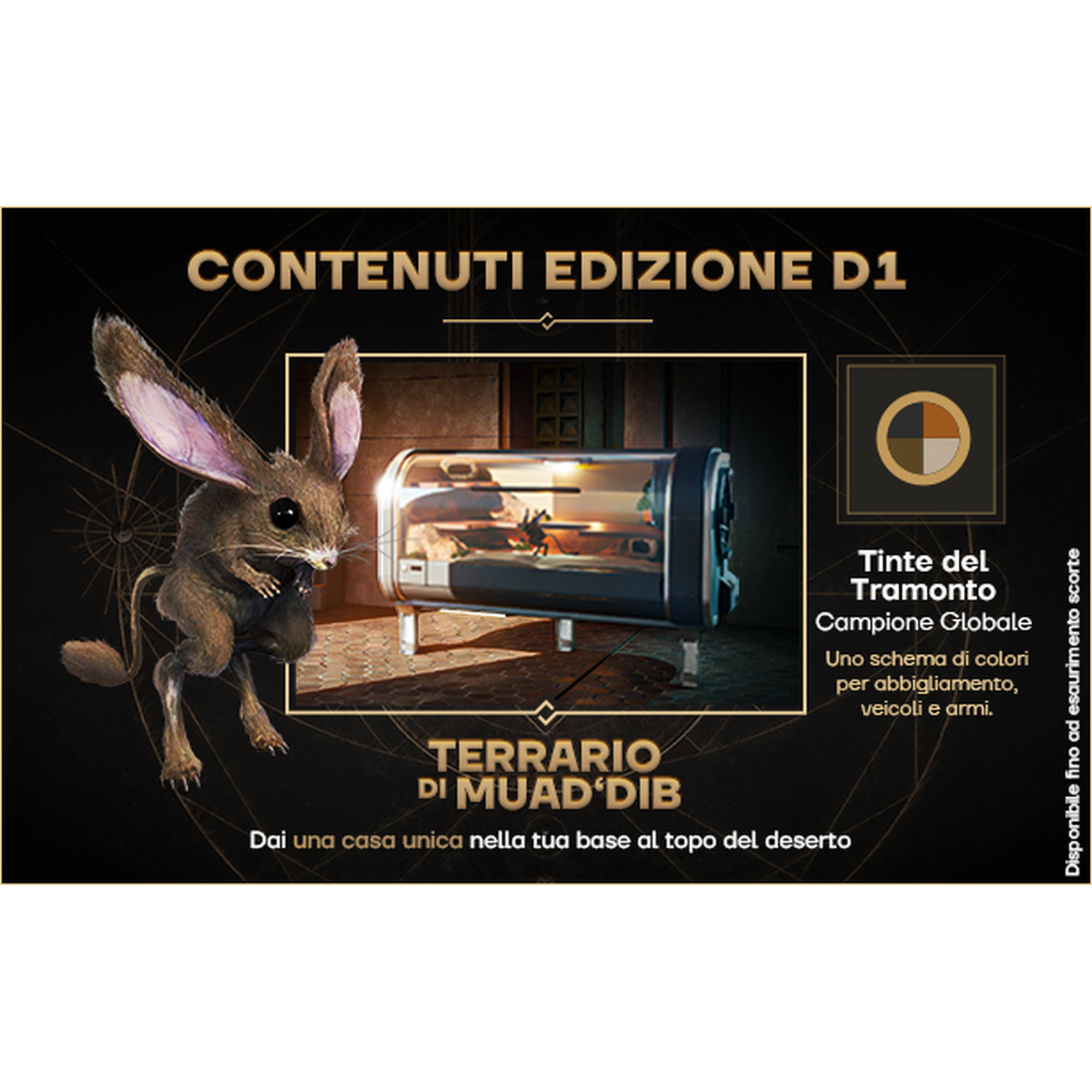 Un terrario di gerbillo e uno schema di colori per il gioco.