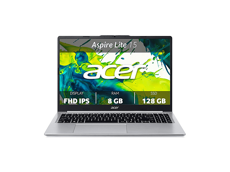 ACER Aspire Lite 15 AL15-46P NOTEBOOK, 15,6 ", processore AMD Ryzen 3 5400U, Radeon™ Onboard Graphics, RAM 8 GB, 128 GB SSD, Silver, Windows 11 Home