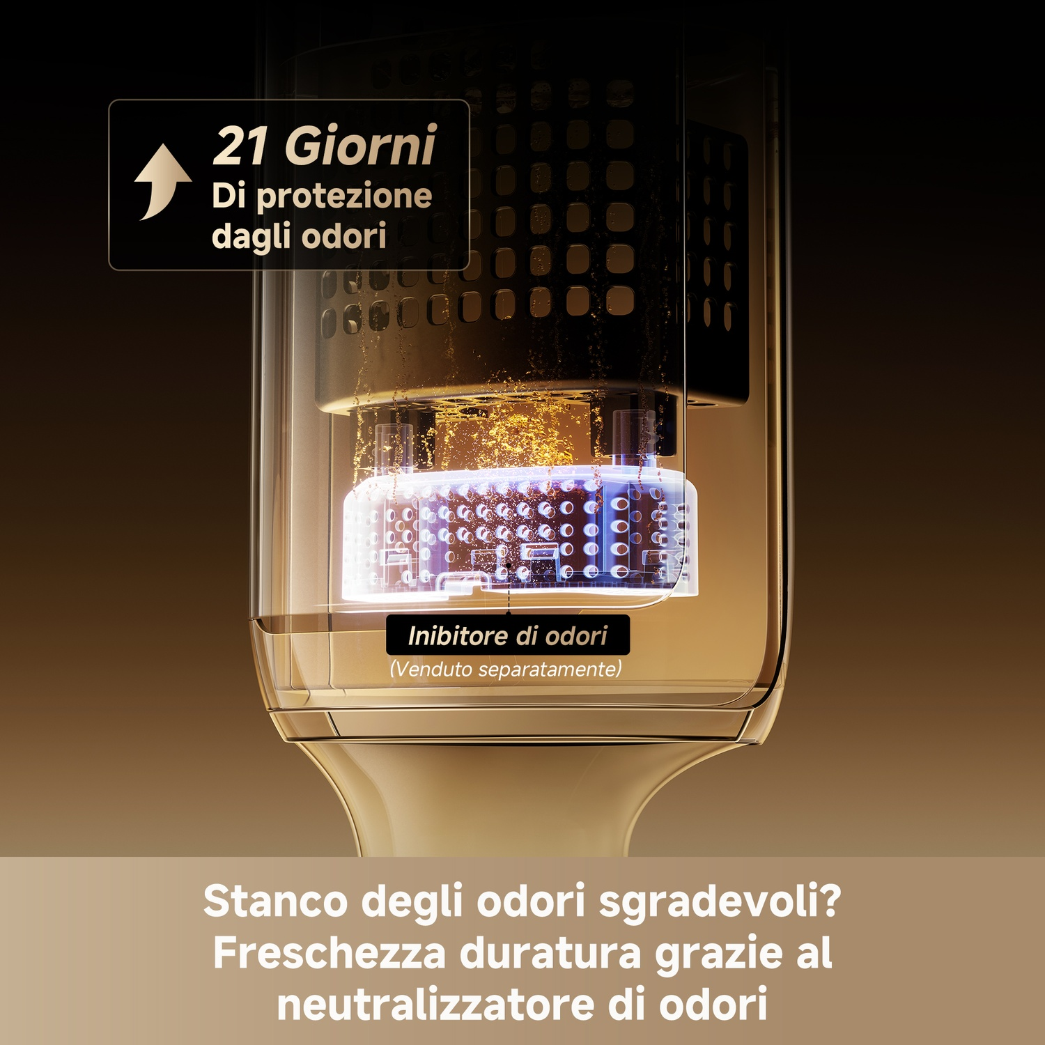 Un'immagine ravvicinata di un neutralizzatore di odori con testo.