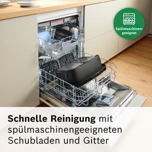 Geschirrspüler mit Schubladen und Gittern, die spülmaschinenfest sind.