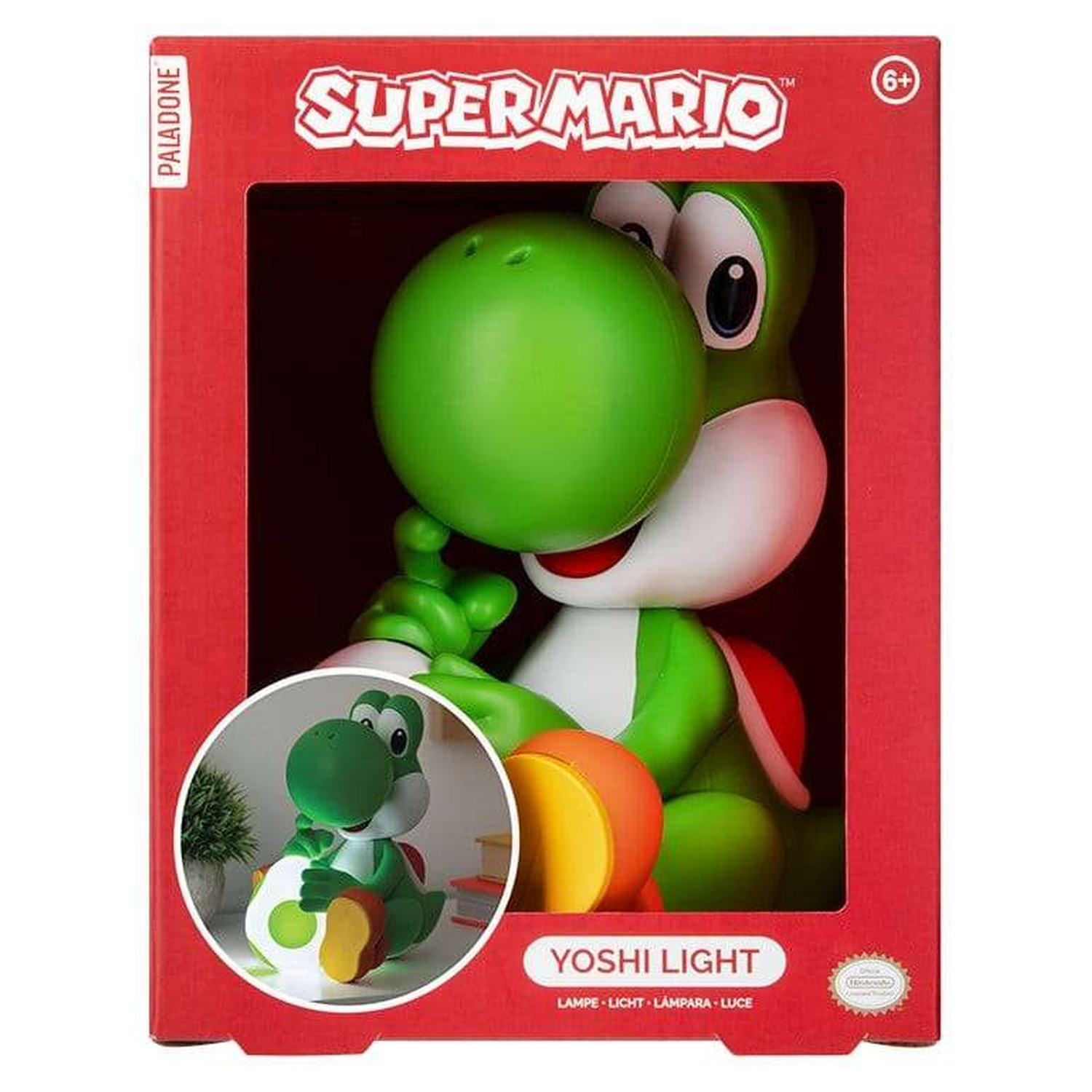 A green Yoshi light in Super Mario packaging.