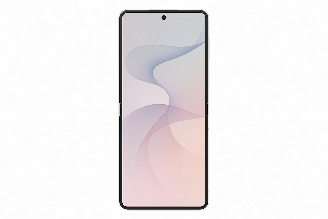 Ein geschlossenes Smartphone mit einem abstrakten Muster auf dem Bildschirm.