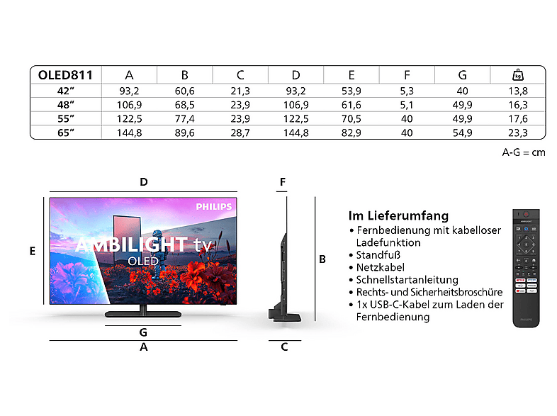 Philips 42OLED811/12 (2026) 42 Zoll 4K OLED Ambilight TV; OLED TV — Foto 2 von 5