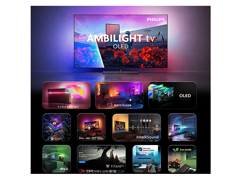 Philips 65OLED811/12 (2026) 65 Zoll 4K OLED Ambilight TV; OLED TV — Foto 5 von 5