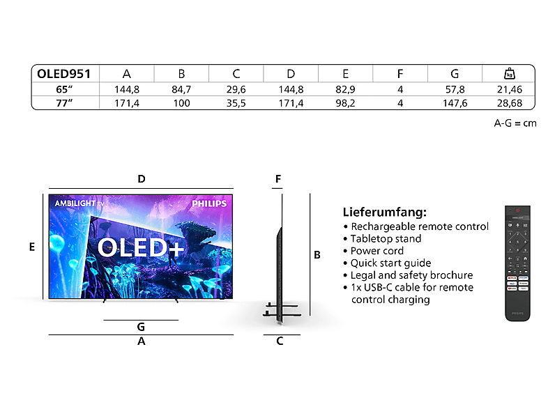 Philips 65OLED951/12 (2026) 65 Zoll 4K OLED Ambilight TV; OLED TV — Foto 4 von 5