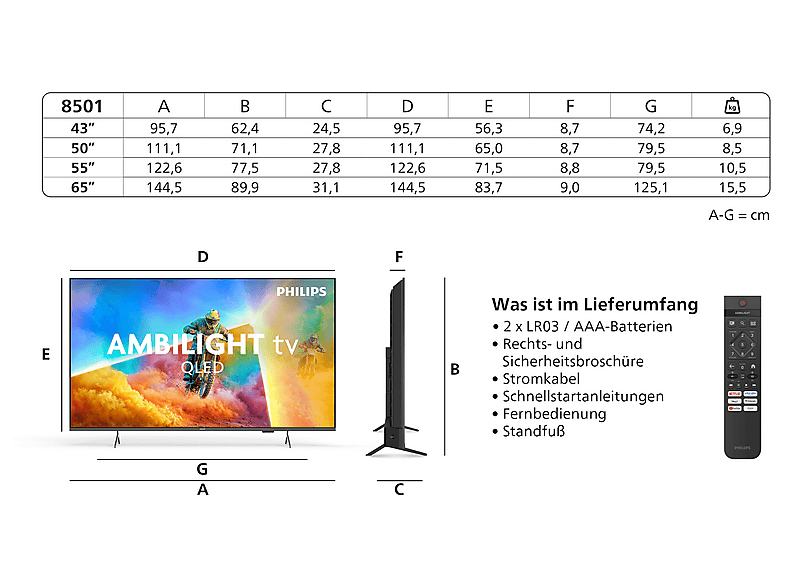 Philips 43PQS8651/12 (2026) 43 Zoll QLED 4K Ambilight TV; QLED TV — Foto 4 von 5