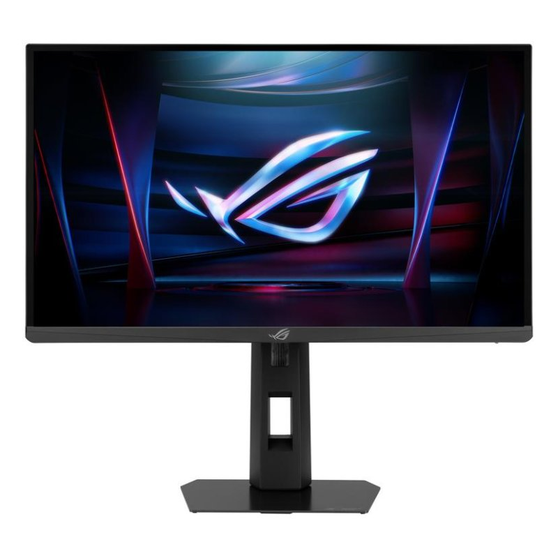 Un monitor gaming con un logo ROG brillante en pantalla.