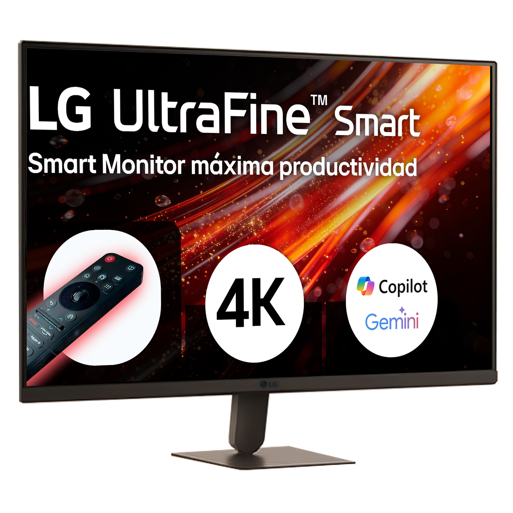 Monitor LG UltraFine Smart con resolución 4K, control remoto y Copilot Gemini.