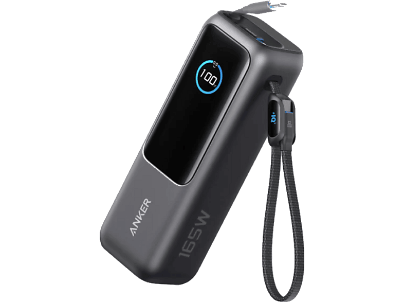 Anker Powerbank (25K, 165W, Integriertes + einziehbares Kabel) schwarz