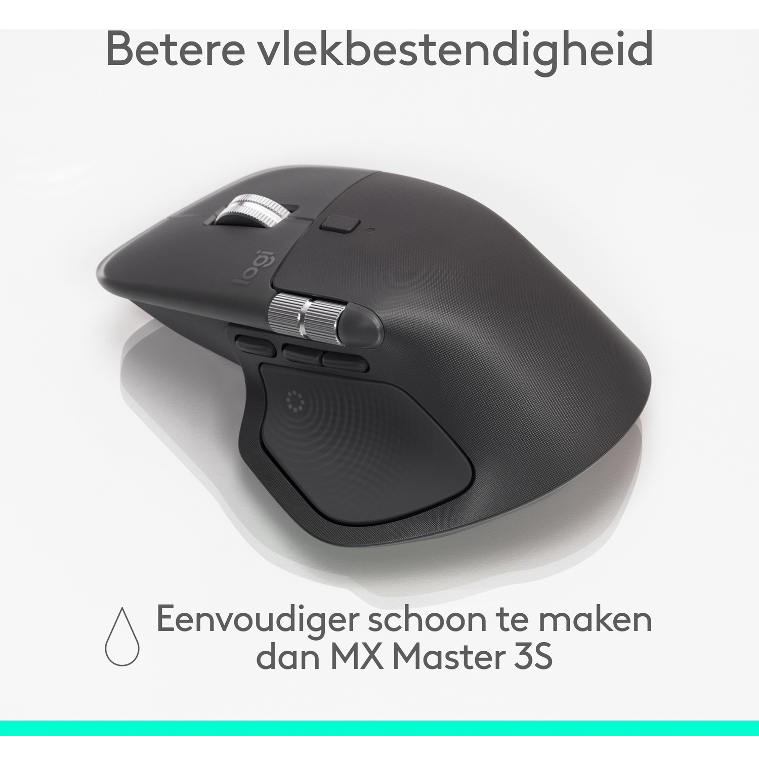 Black Logitech mouse with scroll wheel and thumb rest on a white background.