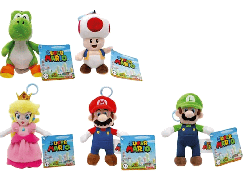 Simba Plüschanhänger super MARIO 12cm 5fach sortiert (1 von 5 Figuren) Plüschanhänger