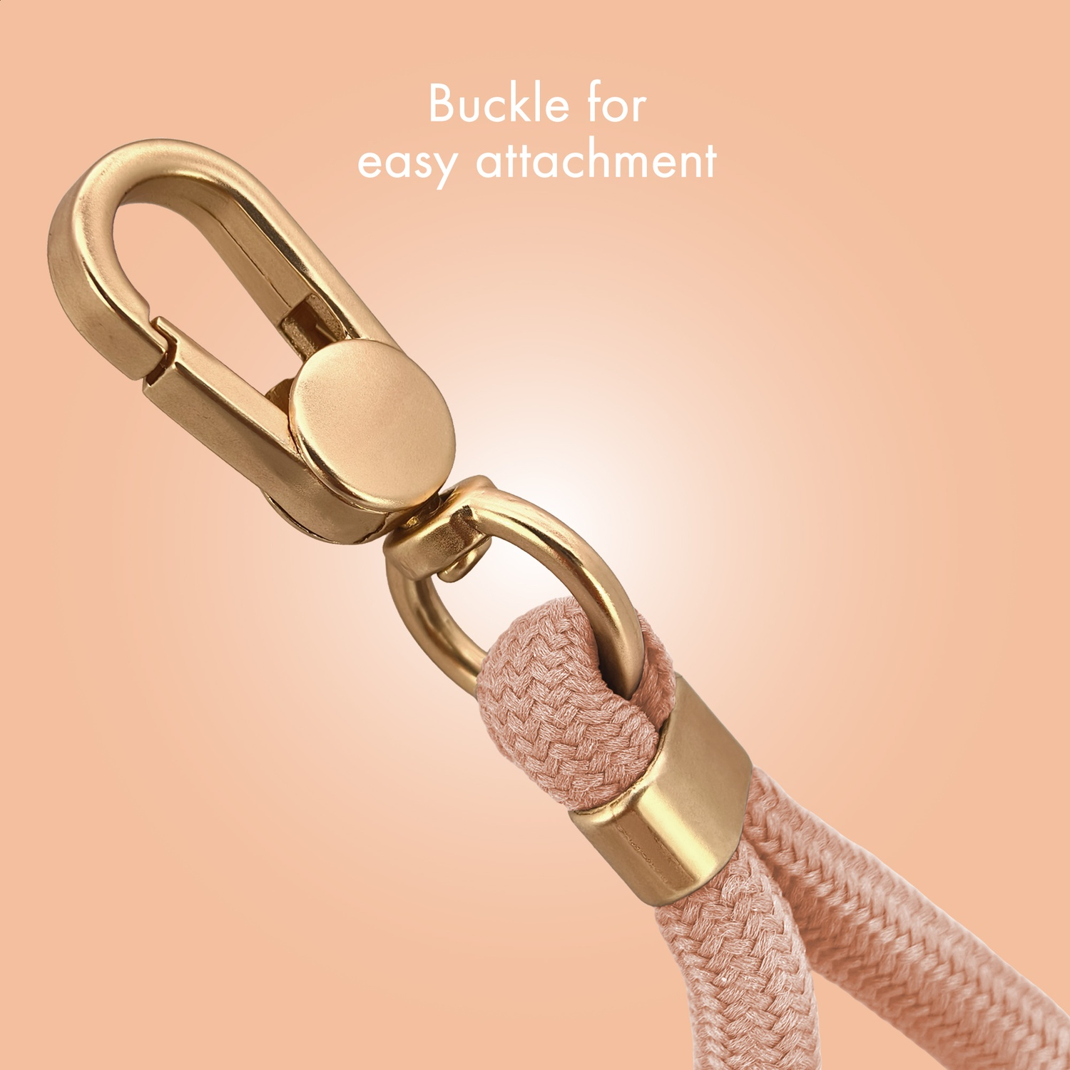 Gold colored clasp with a beige braided cord.