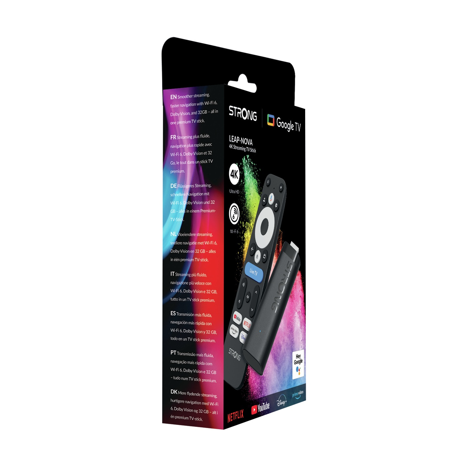 Stick di streaming con telecomando, 4K, Wi-Fi 6, Dolby Vision, 32 GB.