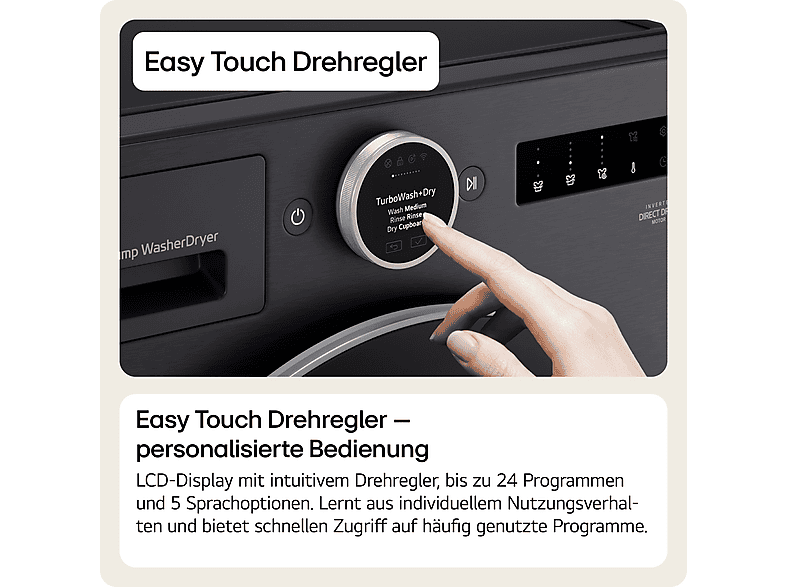 LG Electronics HPWD116BA X-Serie Waschtrockner (11 kg / 6 kg, 1350 U/Min., freistehend, Schwarz) — Foto 2 von 5