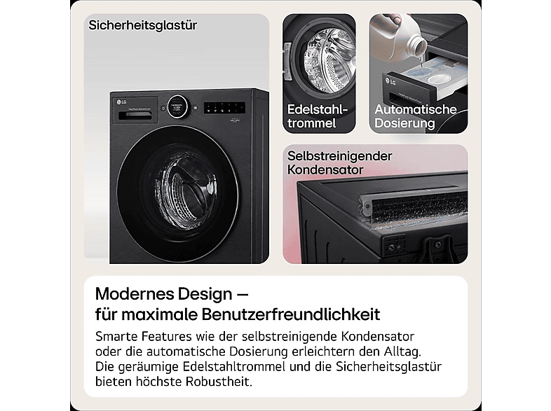 LG Electronics HPWD116BA X-Serie Waschtrockner (11 kg / 6 kg, 1350 U/Min., freistehend, Schwarz) — Foto 5 von 5