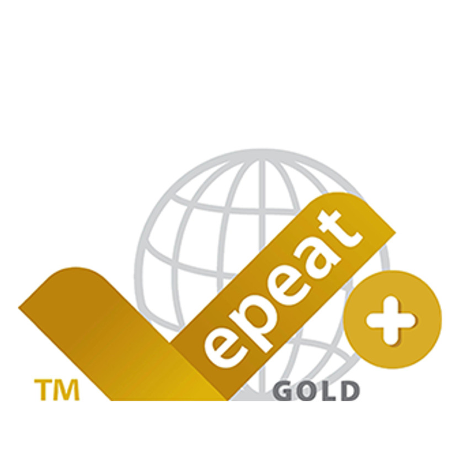 EPEAT GOLD-keurmerk met wereldbol, vinkje en plus.