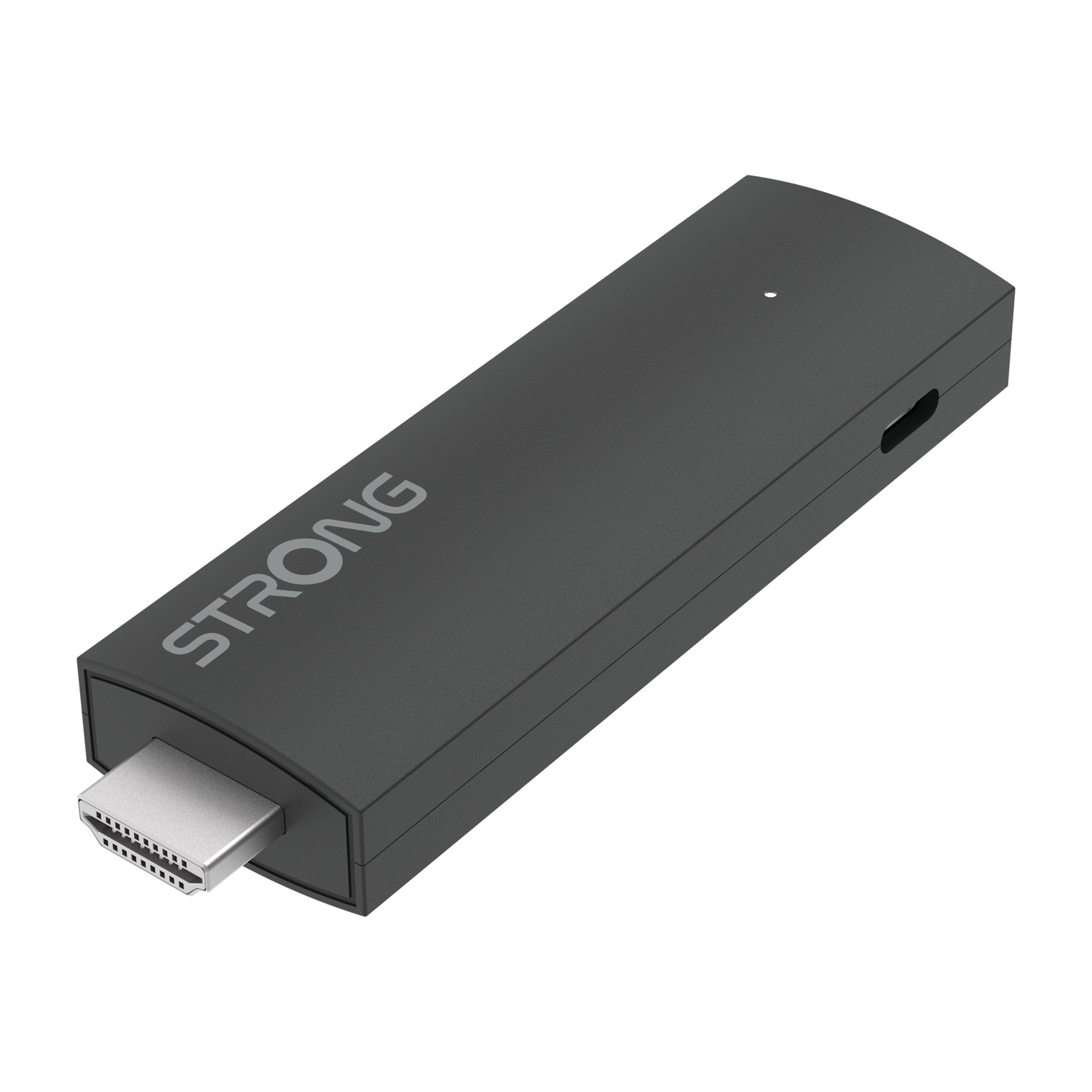 Un dongle HDMI nero con scritta 'STRONG' e connettore HDMI.