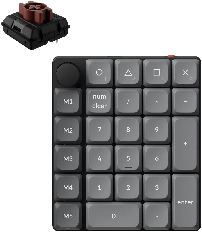 KEYCHRON K0 Max vezeték nélküli numerikus billentyűzet, Brown mechanikus kapcsolók, BT, RGB, fekete (K0M-H3)