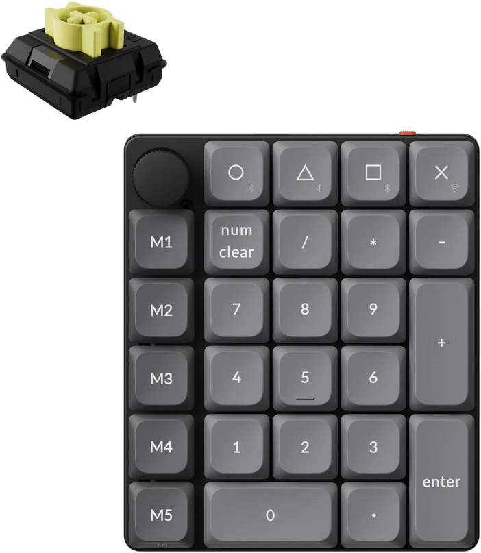 KEYCHRON K0 Max vezeték nélküli numerikus billentyűzet, Banana mechanikus kapcsolók, BT, RGB, fekete (K0M-H4)