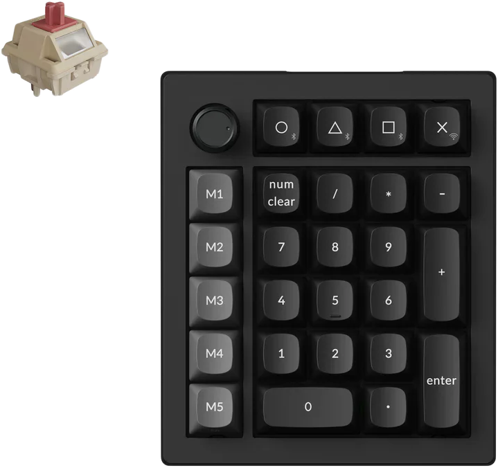 KEYCHRON V0 Ultra 8K vezeték nélküli numerikus billentyűzet, Red mechanikus kapcsolók, BT, fekete (V0U-D1)