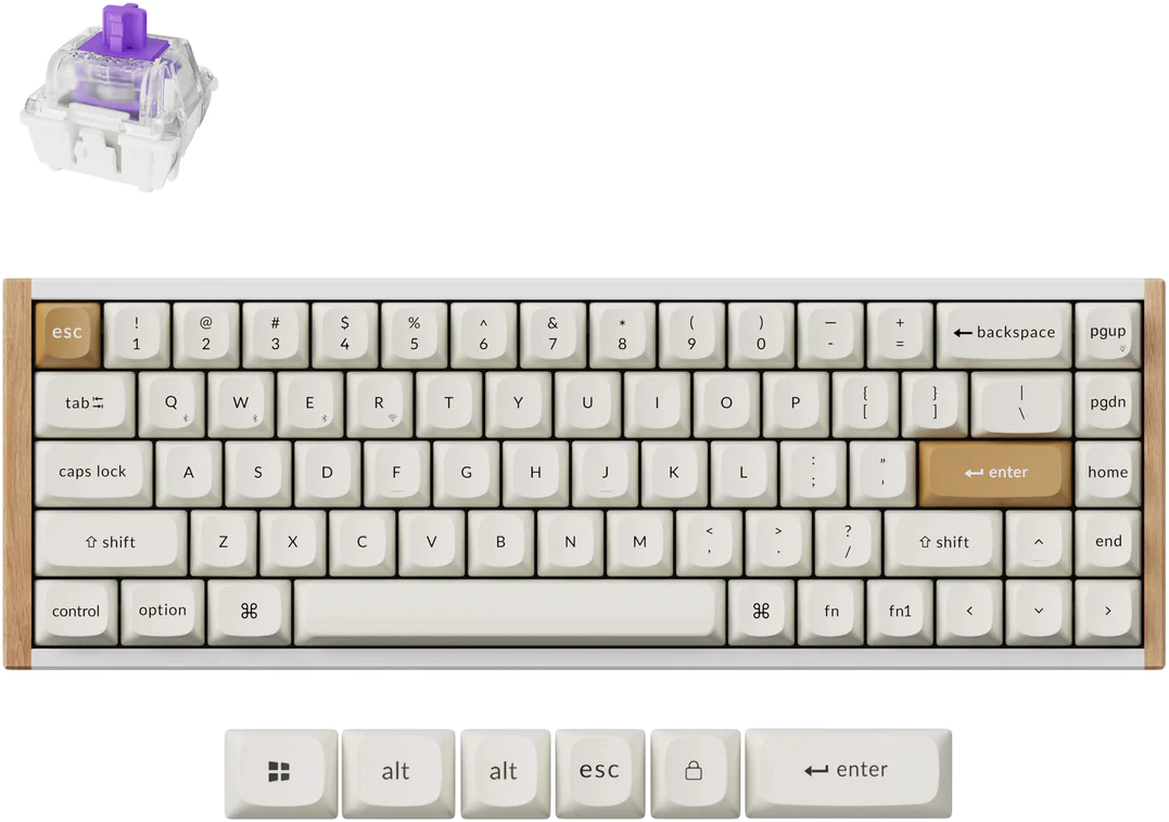 KEYCHRON K6 HE vezeték nélküli billentyűzet, Gateron Magnetic kapcsoló, 2,4GHz+BT, Magyar, fehér (K6H-Q1Z-HU)