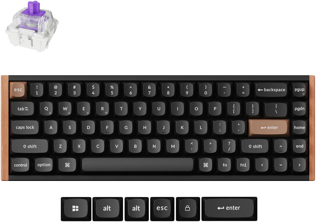 KEYCHRON K6 HE vezeték nélküli billentyűzet, Gateron Magnetic kapcsoló, 2,4GHz+BT,Magyar, fekete (K6H-F1Z-HU)