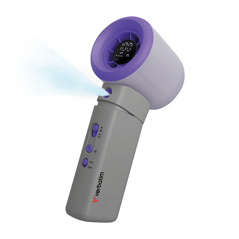 VERBATIM Cool 'n' Go Aqua Breeze párásító kézi ventilátor, lila-szürke (32345)