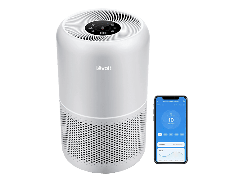LEVOIT Core 300S Pro Luftreiniger Weiss (56 W, Raumgröße: 55 m², Aktivkohlefilter, HEPA-Filter, Vorfilter)
