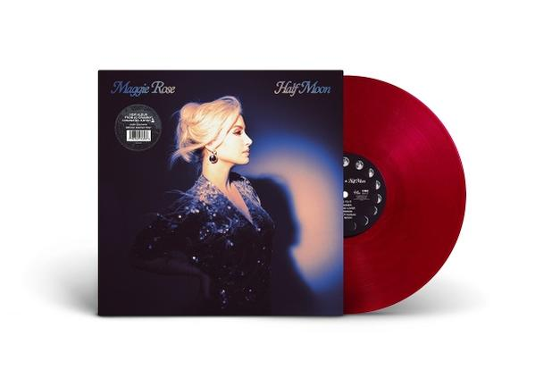 Maggie Rose auf einem roten Vinyl-Schallplatten-Cover mit dem Titel Half Moon.