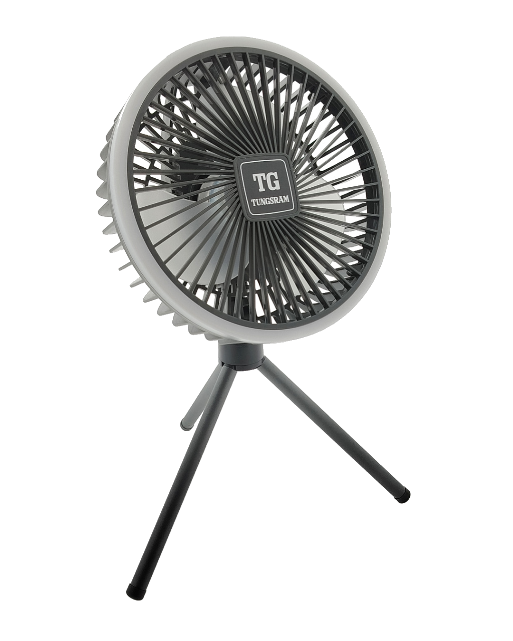 TUNGSRAM Ventilátor és lámpa, asztali vagy függő, tölthető, 3 sebesség, USB-C, 17.5x33cm IP20, antracit (TG-001)