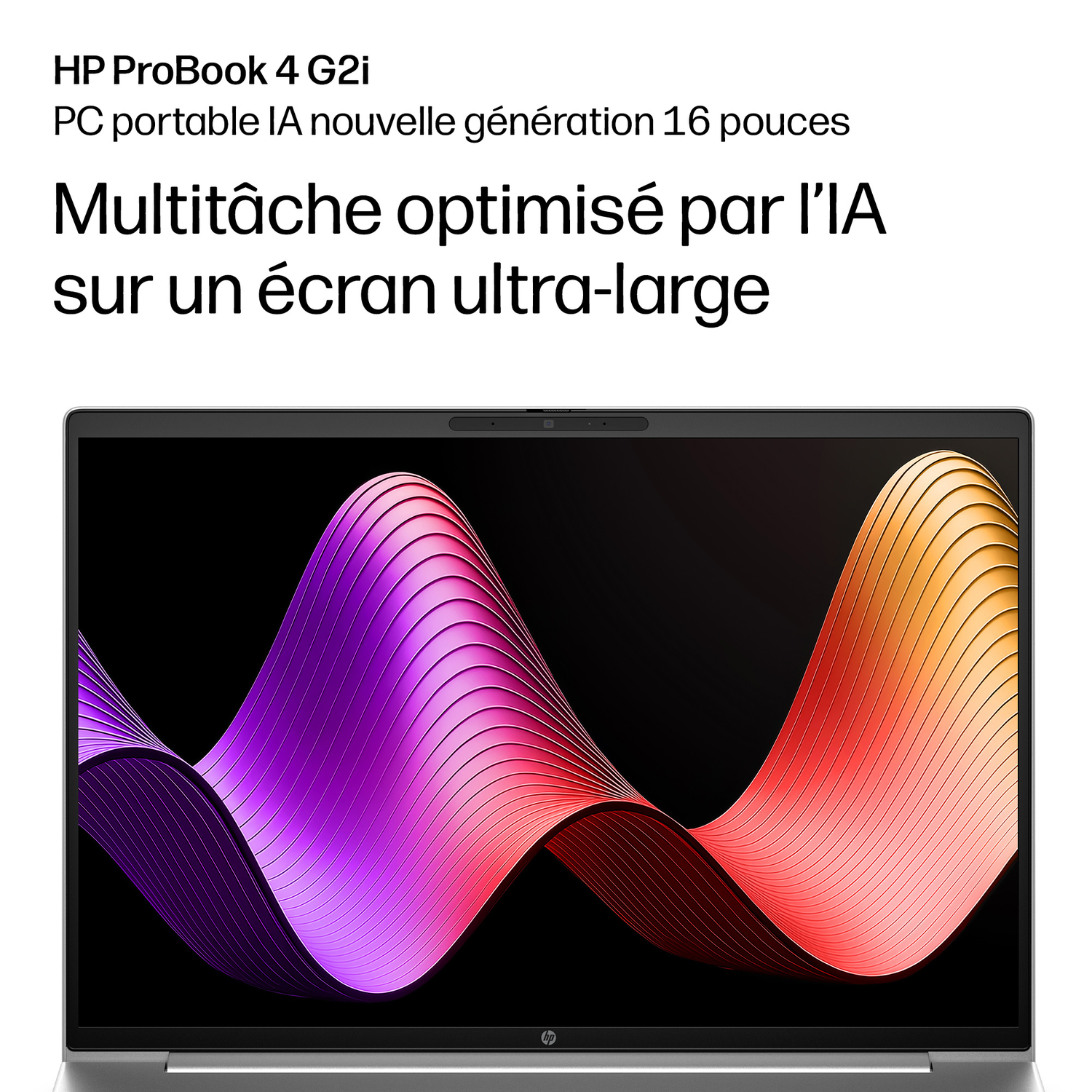 Ordinateur portable HP ProBook 4 G2i avec multitâche optimisé par IA sur écran 16 pouces.