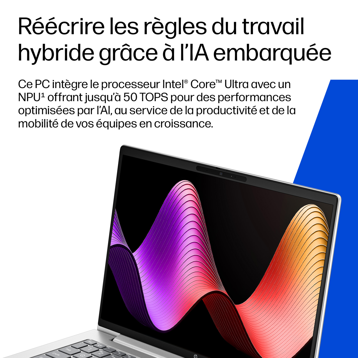 Ordinateur portable avec processeur Intel Core Ultra et IA.