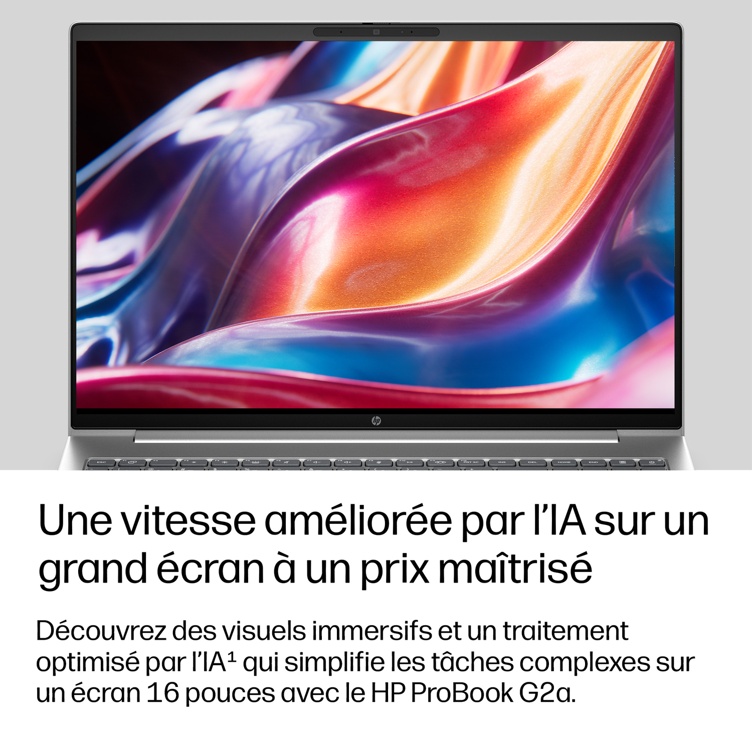 Un ordinateur portable affichant une image abstraite et colorée sur son grand écran.