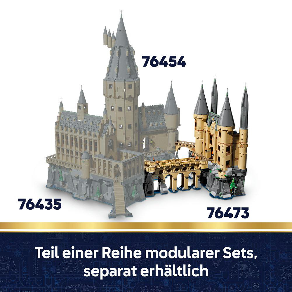 Modulare Lego-Sets von Hogwarts, Nummern 76435, 76454 und 76473.