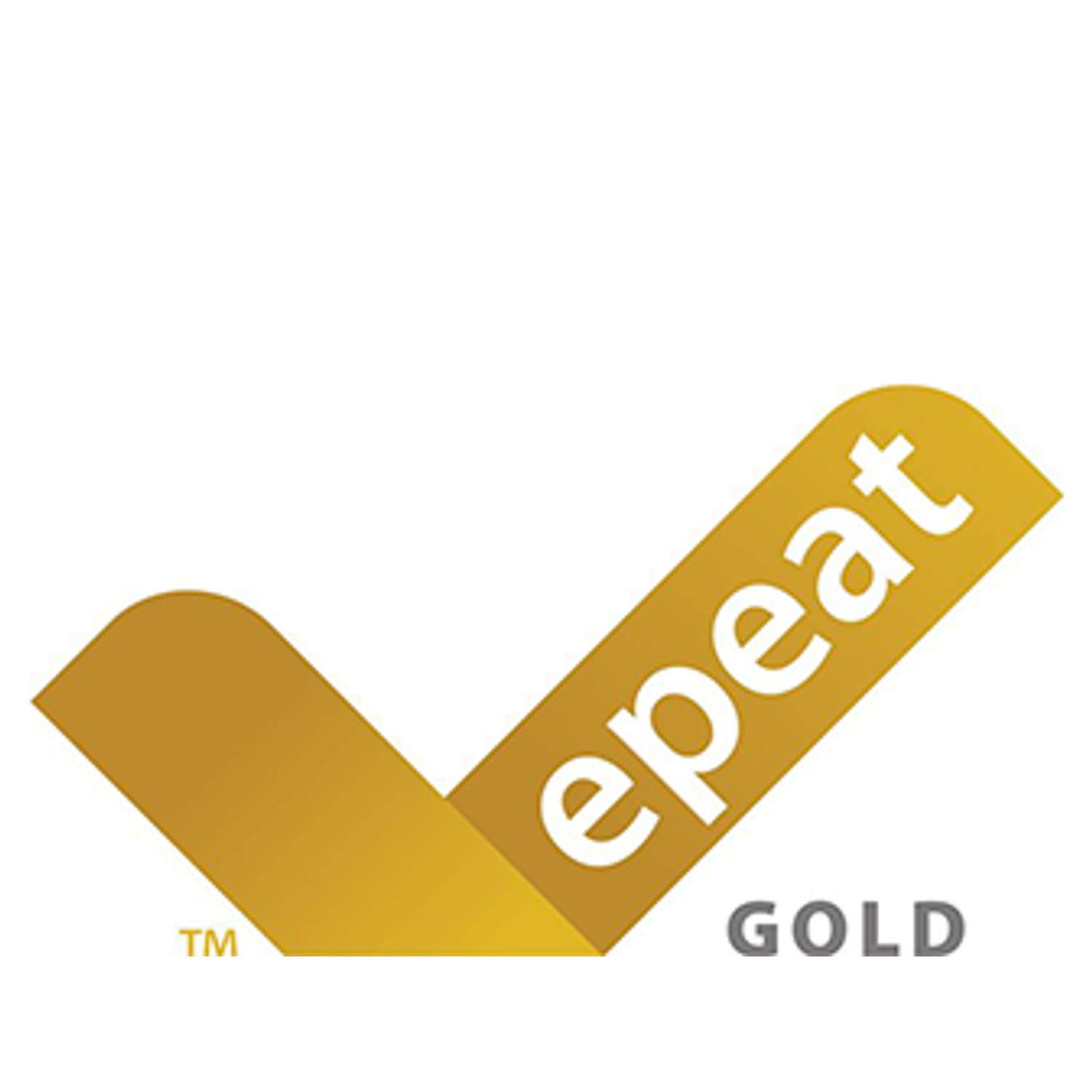 EPEAT Gold-logo met een gouden vinkje en het woord GOLD in grijs.