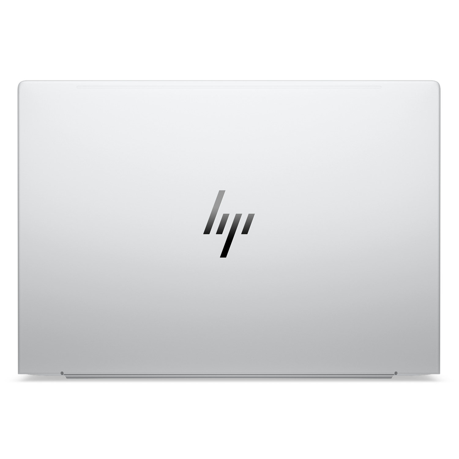 Zilveren laptop met glanzend HP-logo op de klep.