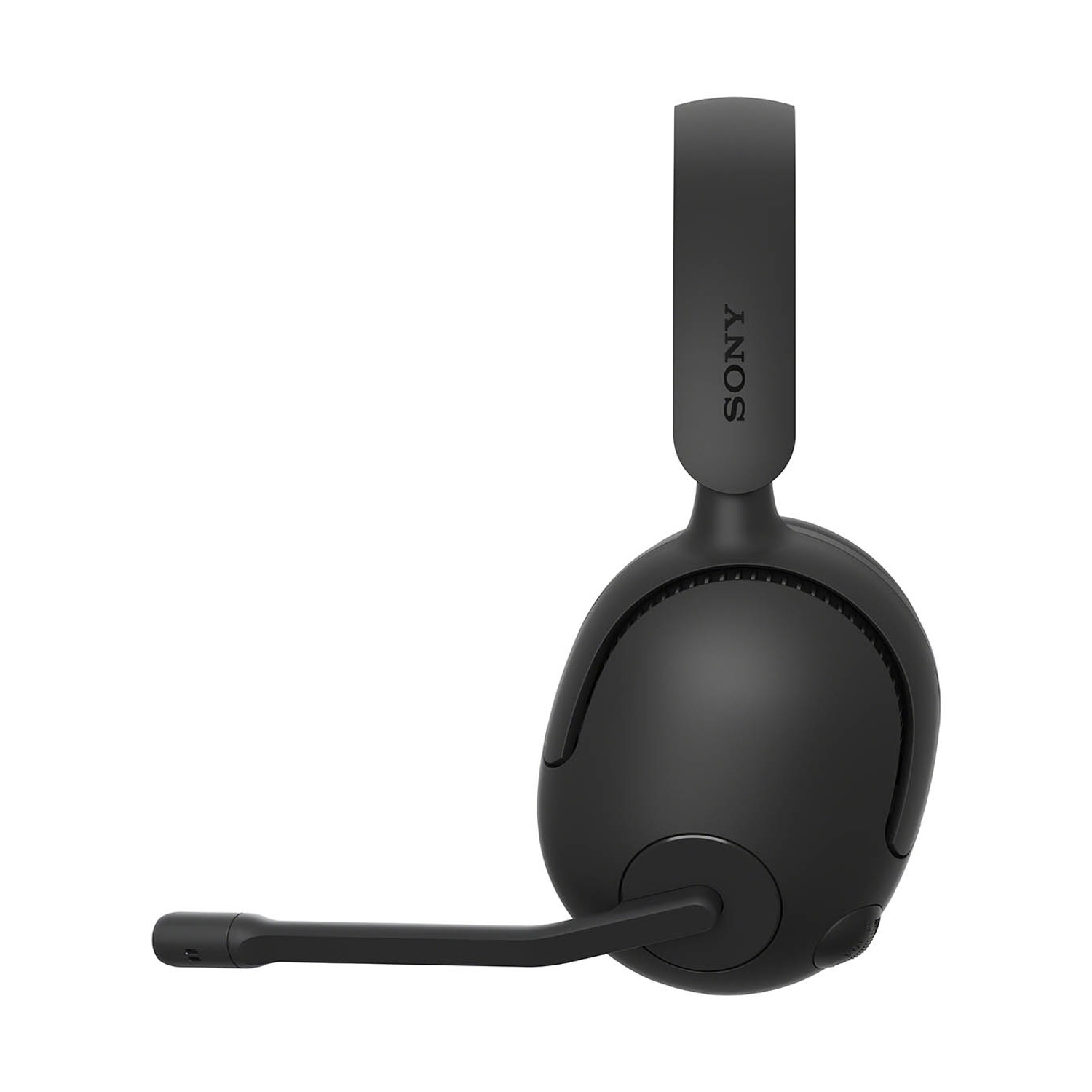 Cuffie Sony nere con braccio microfono su sfondo bianco.