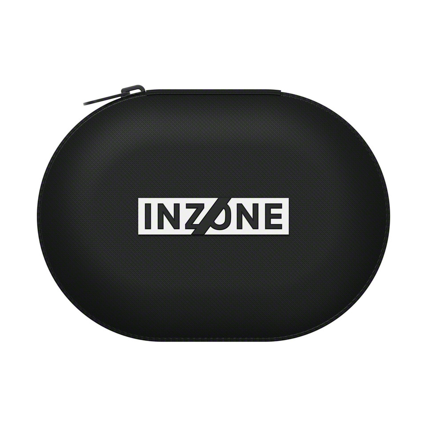 Custodia nera per cuffie con logo bianco INZONE e cerniera.