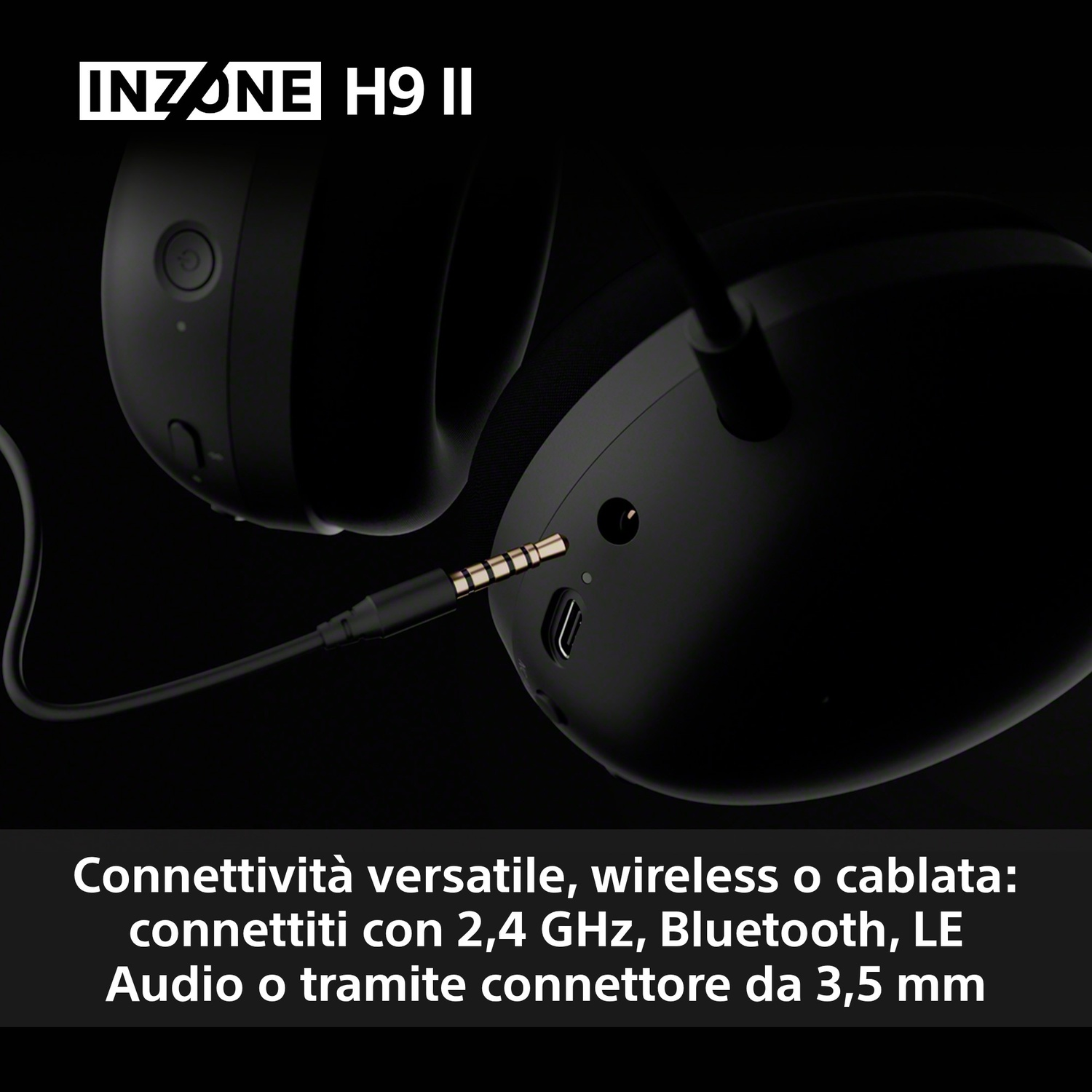 Cuffie nere con cavo e jack da 3,5 mm, INZONE H9 II.