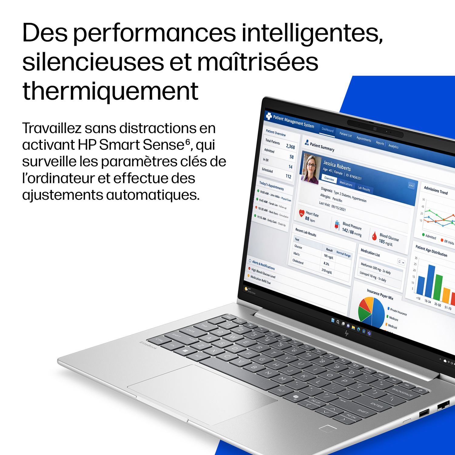 Un ordinateur portable affichant un système de gestion des patients sur son écran.